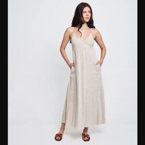 Hunter & Brown Meet Me in Miami Striped Dress, Women's Size S - Off-White/Black